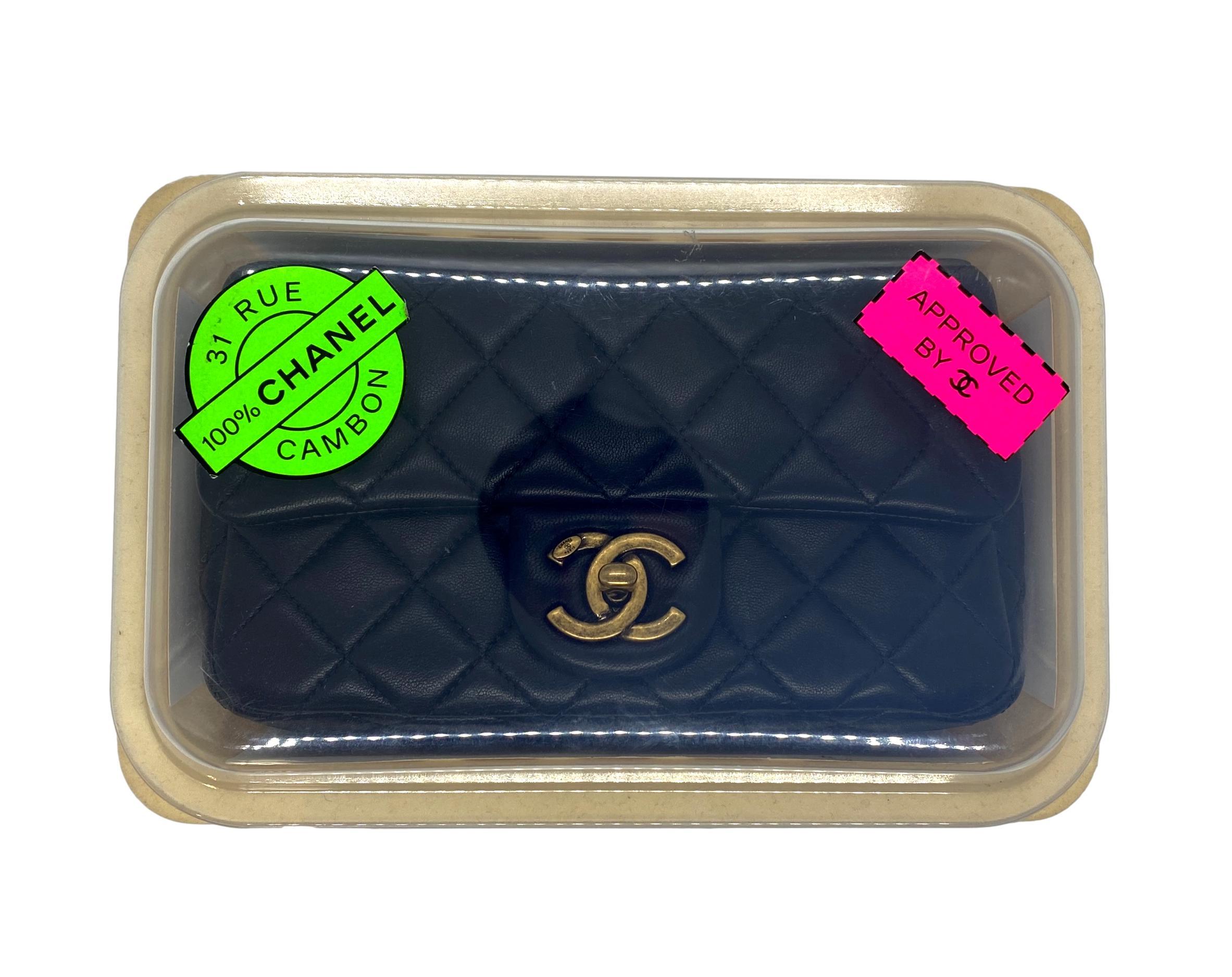 CHANEL Lambskin Quilted Meat Packaged Mini Rectangular Flap Black 195490   FASHIONPHILE